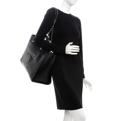 Chanel Caviar Extra Large Studded Deauville Tote Black 2 of 7