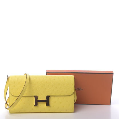 Hermes Ostrich Constance Long Wallet To Go Jaune Citron 11 of 11