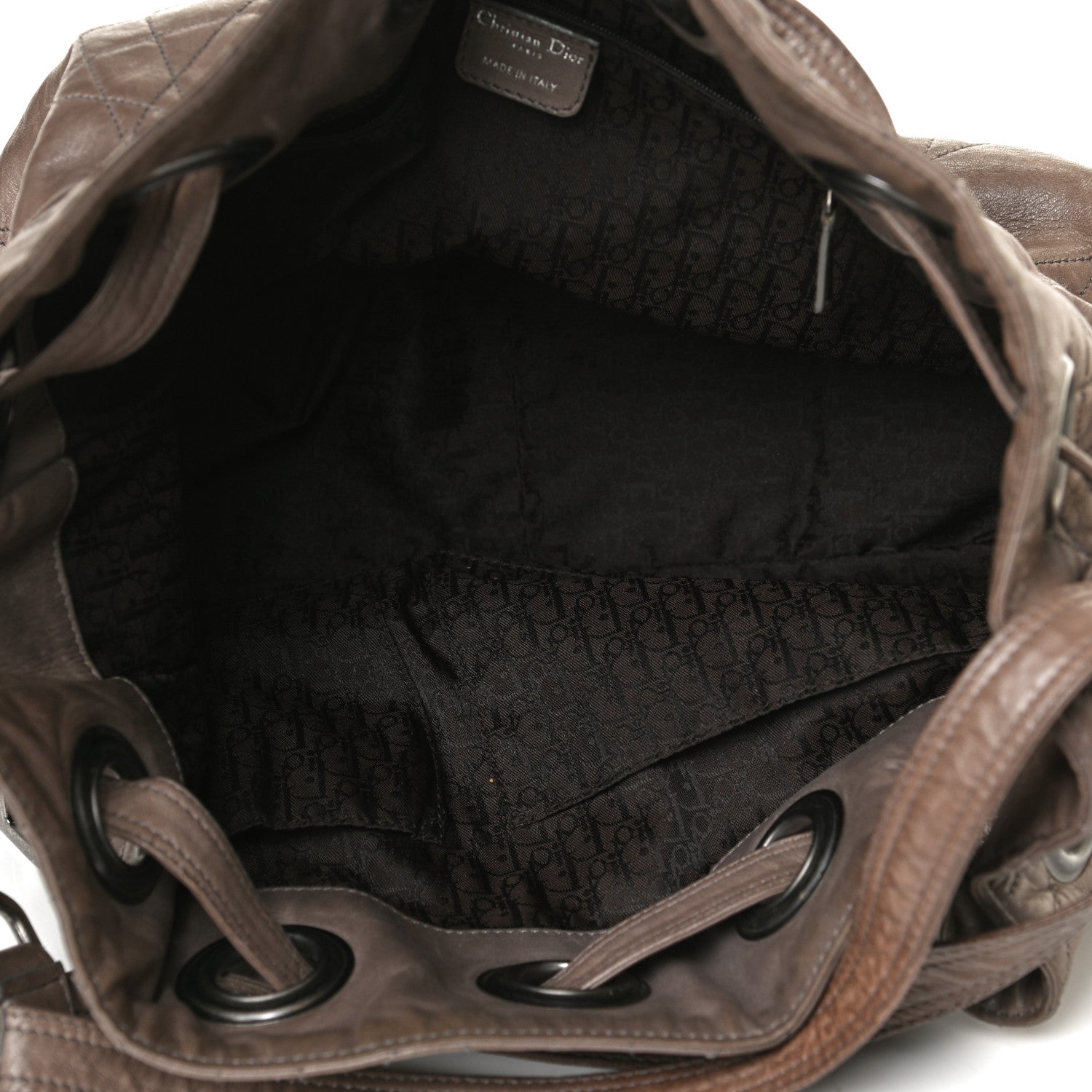 Christian Dior Lambskin Cannage Drawstring Bag Bronze 8 of 14