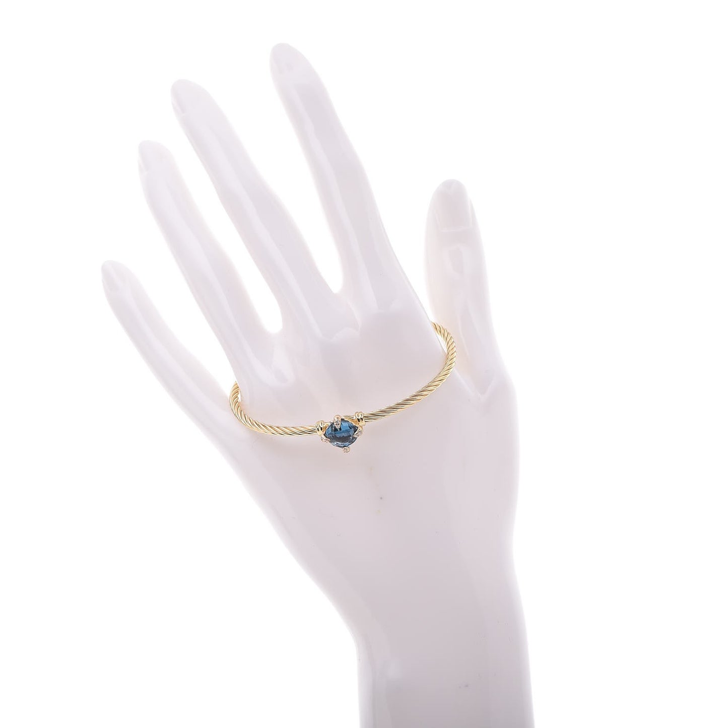 18K Yellow Gold Hampton Blue Topaz Diamond 8mm Chatelaine Bracelet