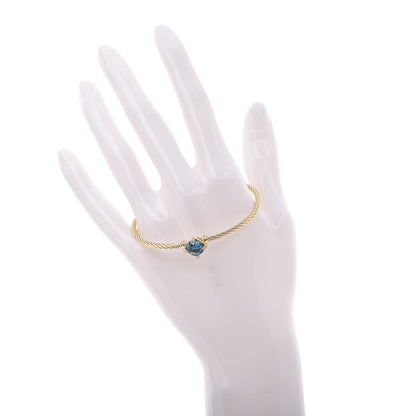 David Yurman 18K Yellow Gold Hampton Blue Topaz Diamond 8mm Chatelaine Bracelet 2 of 5