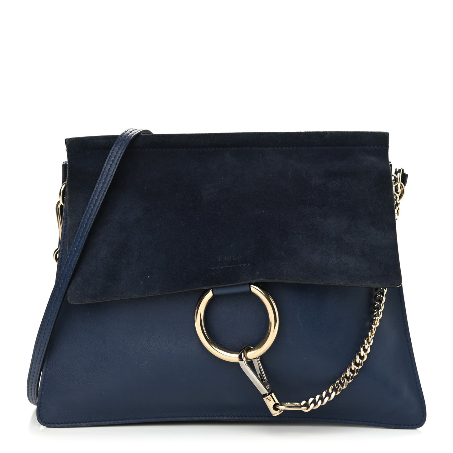 Suede Calfskin Medium Faye Shoulder Bag Silver Blue