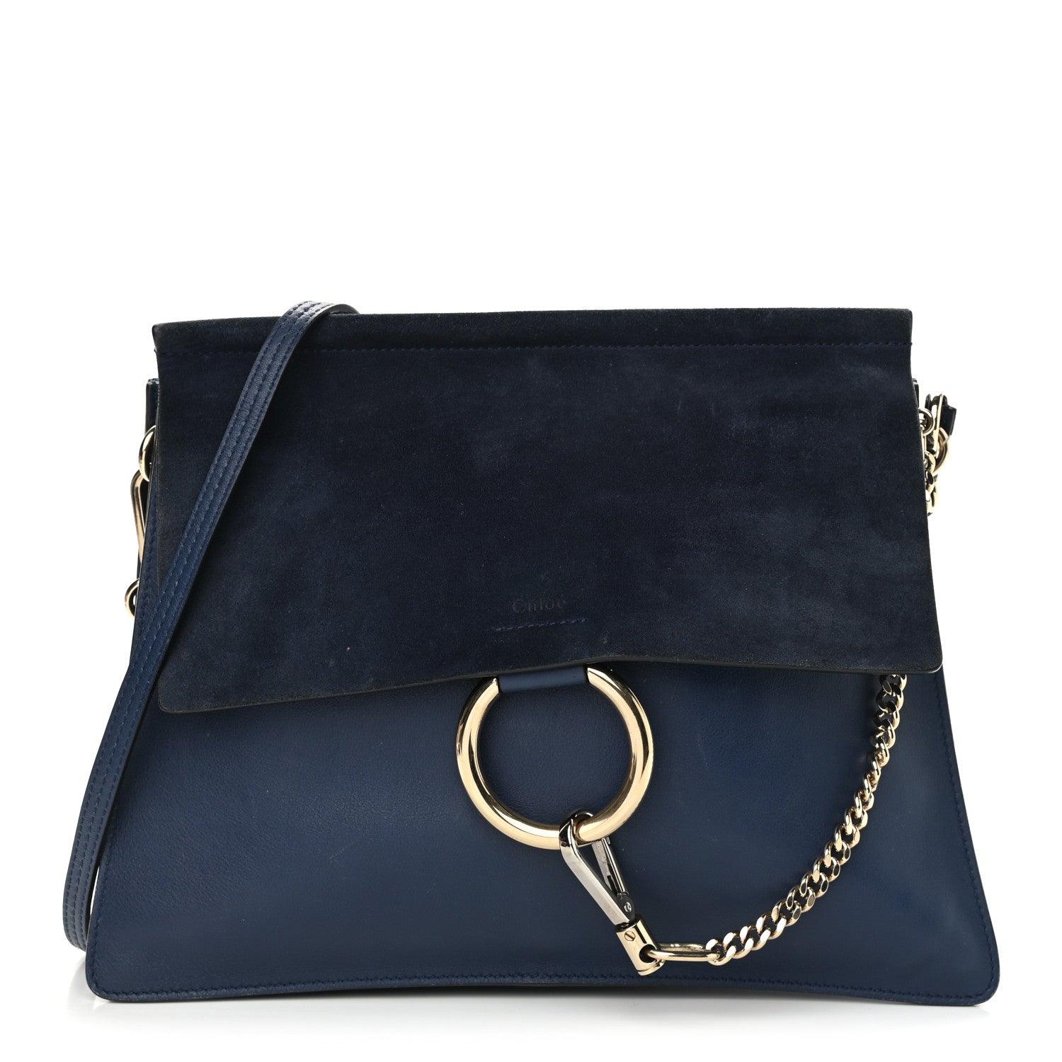 Chloe Suede Calfskin Medium Faye Shoulder Bag Silver Blue 1 of 10