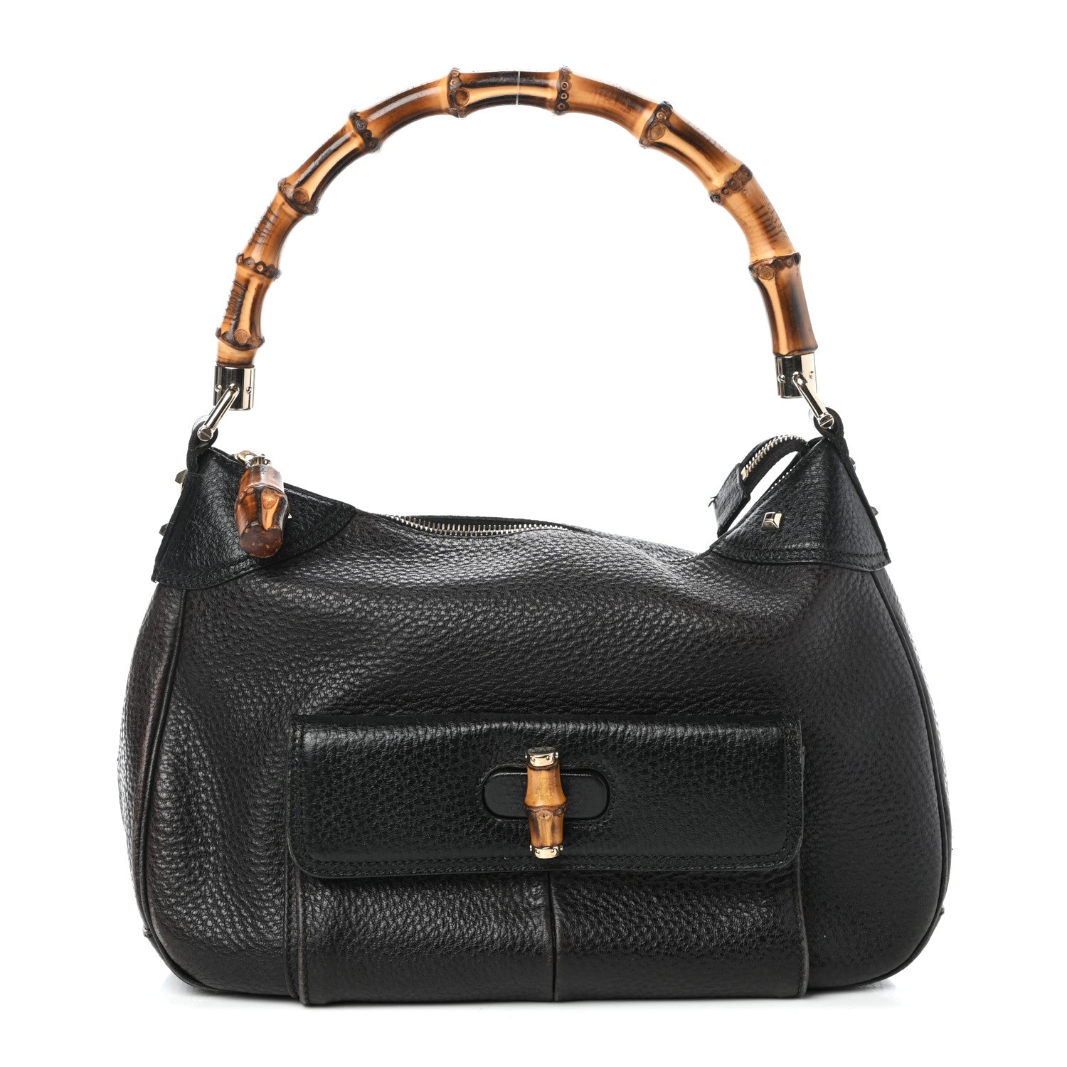 Gucci Calfskin Bamboo Top Handle Bag Black 1 of 9