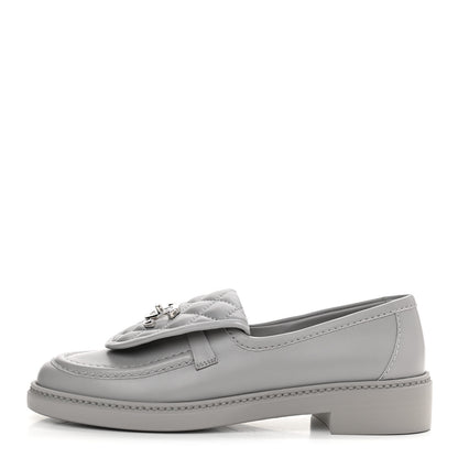 Chanel Lambskin Quilted CC Turnlock Loafers 37 Grey 1 of 9