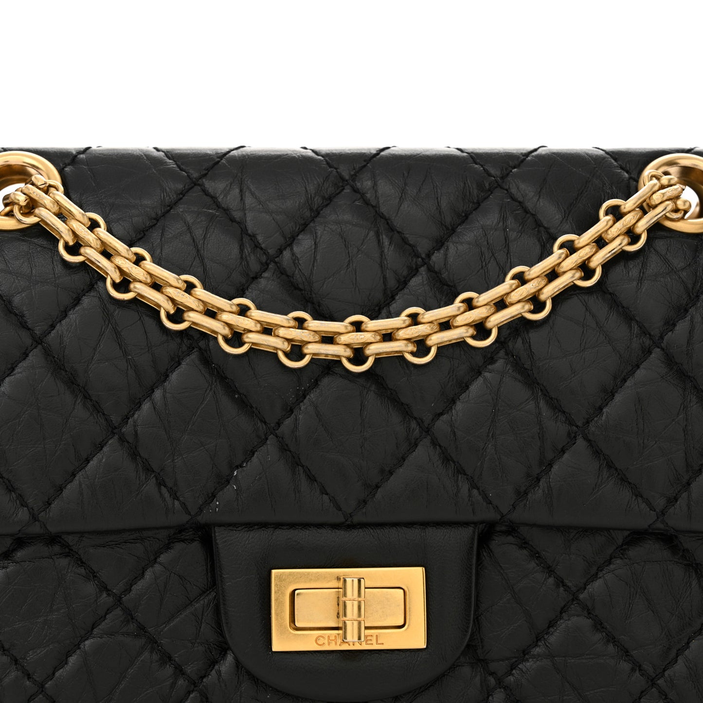 Aged Calfskin Quilted 2.55 Reissue Mini Flap Black
