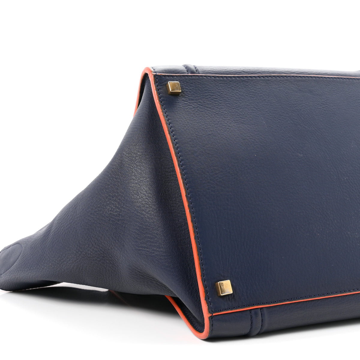 Drummed Leather Medium Phantom Luggage Royal Blue Orange Trim