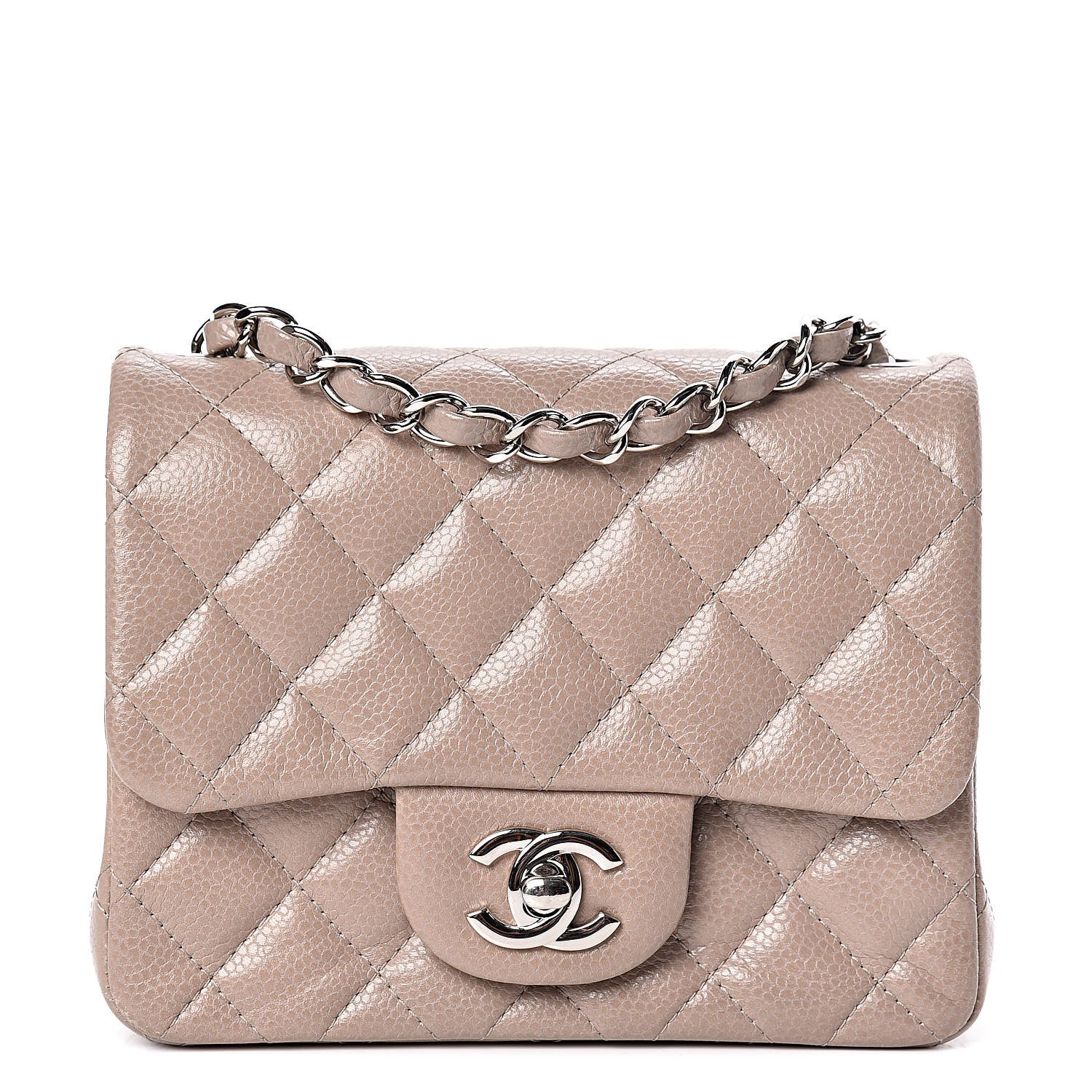 Chanel Caviar Quilted Mini Square Flap Taupe 1 of 10