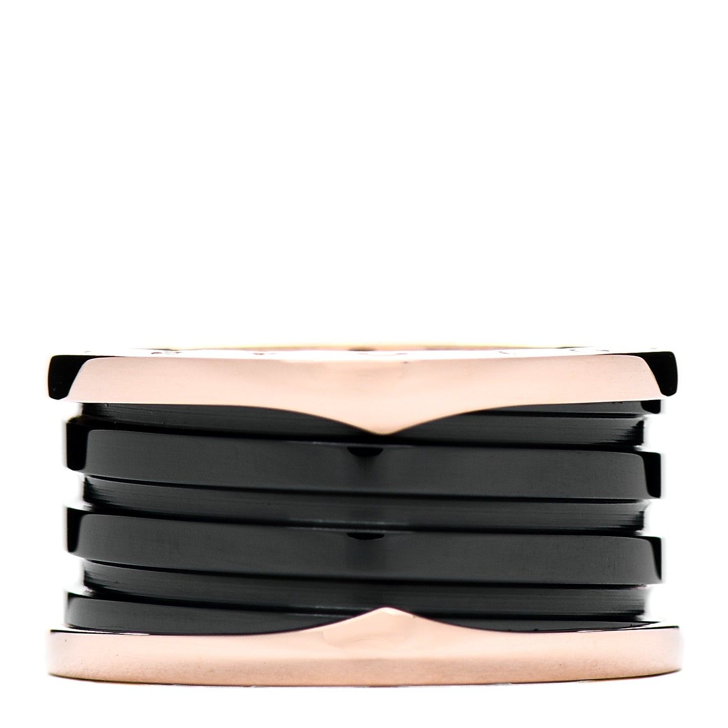 18K Rose Gold Black Ceramic B.Zero1 Four-Band Ring 57 8