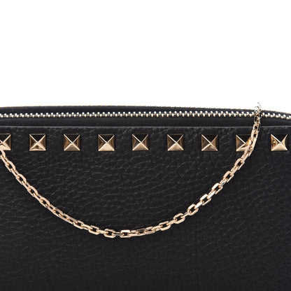 Valentino Garavani Pebbled Calfskin Rockstud Small Chain Shoulder Bag Black 11 of 12