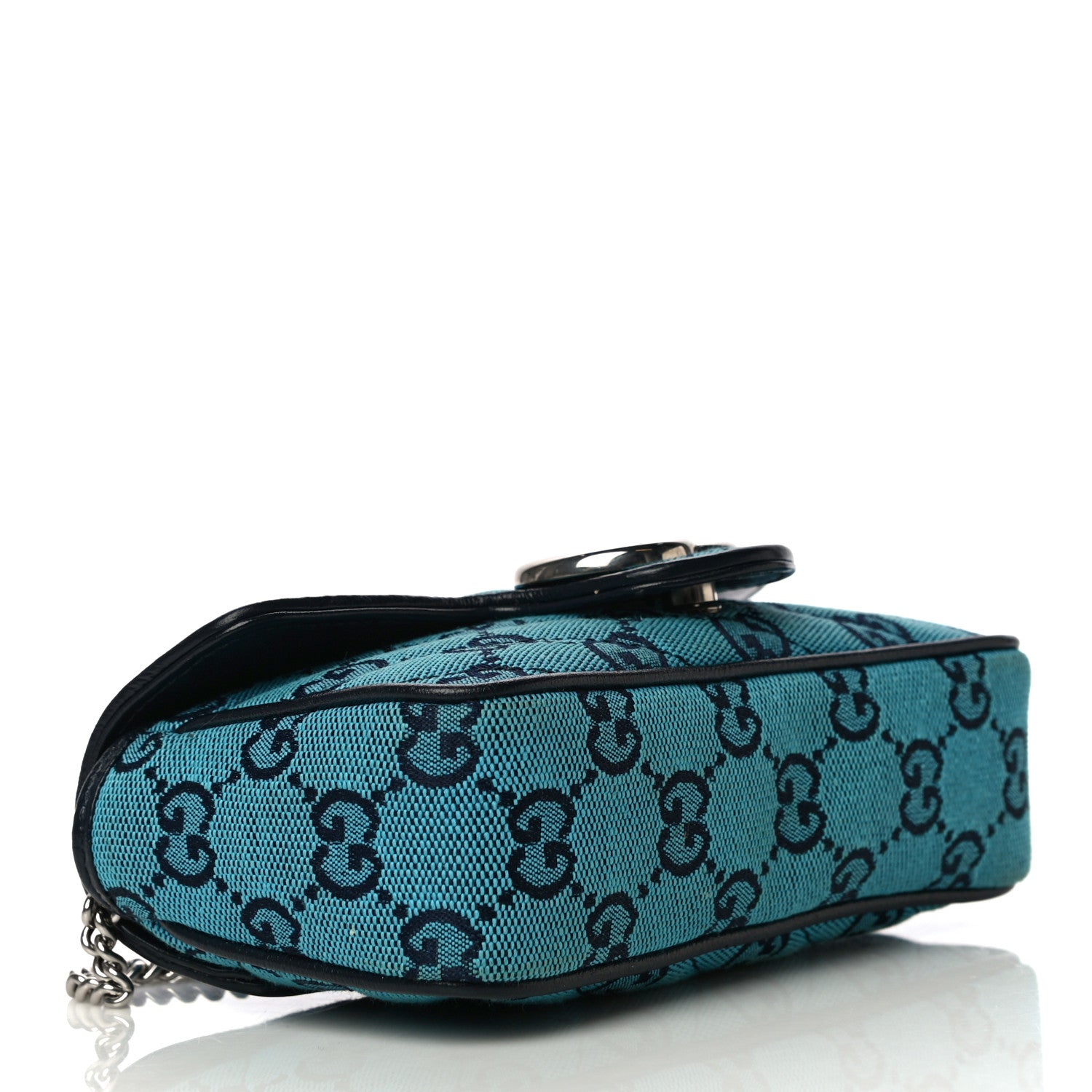 Gucci Monogram Multicolor Matelasse Diagonal Super Mini GG Marmont Shoulder Bag Light Blue 4 of 11