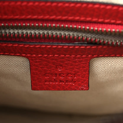 Gucci Grained Calfskin Logo Messenger Bag Hibiscus Red 6 of 9