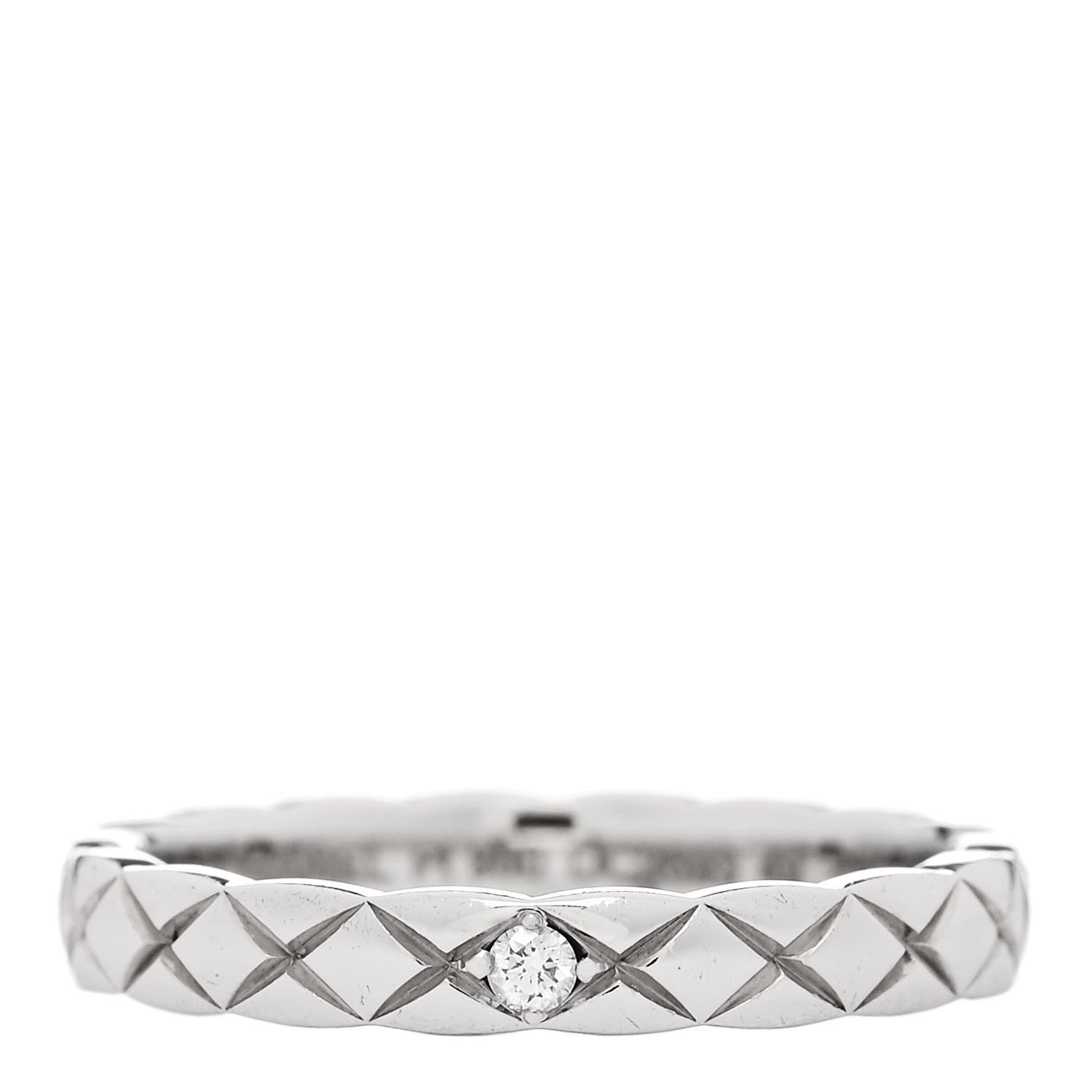 Chanel Platinum Diamond Mini Coco Crush Ring 49 4.75 1 of 5