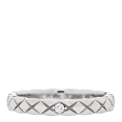 Chanel Platinum Diamond Mini Coco Crush Ring 49 4.75 1 of 5