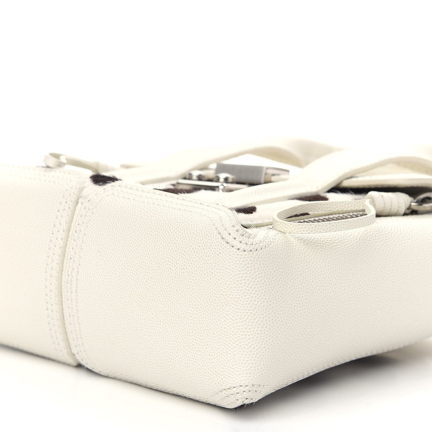 Calf Hair Polka Dot Mini Pashli Satchel White Black