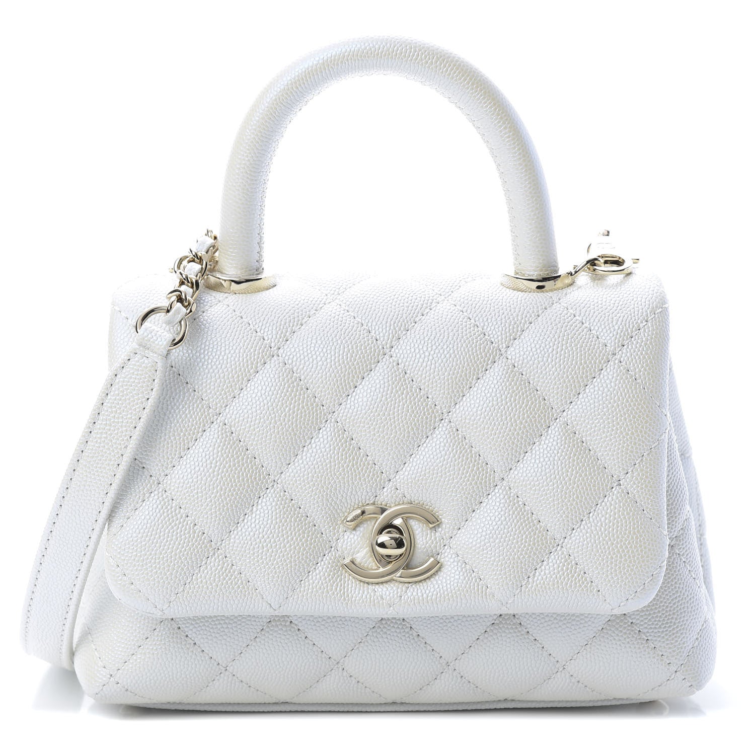 Chanel Iridescent Caviar Quilted Extra Mini Coco Handle Flap Ivory 1 of 11