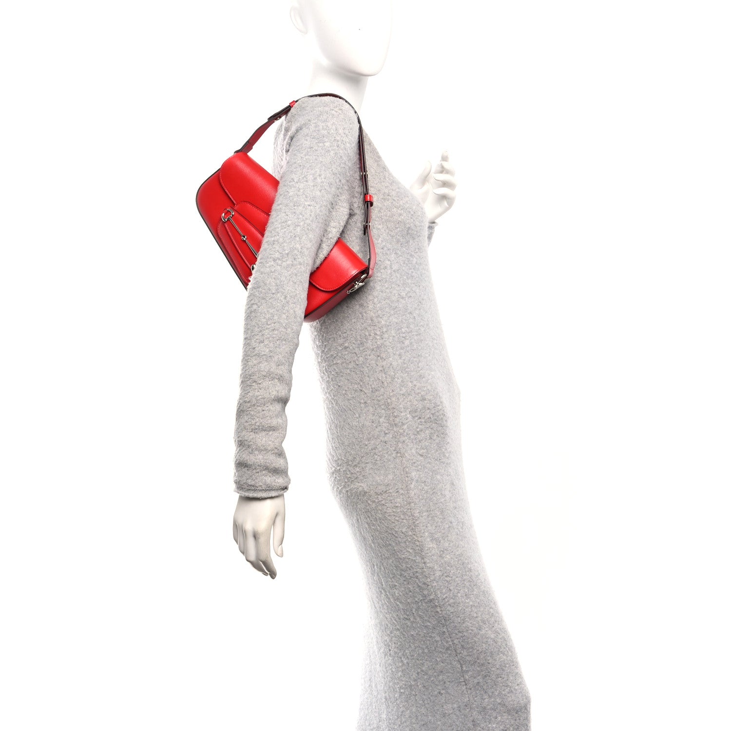 Gucci Demetra Small Horsebit 1955 Asymmetric Shoulder Bag New Cherry Red 2 of 10