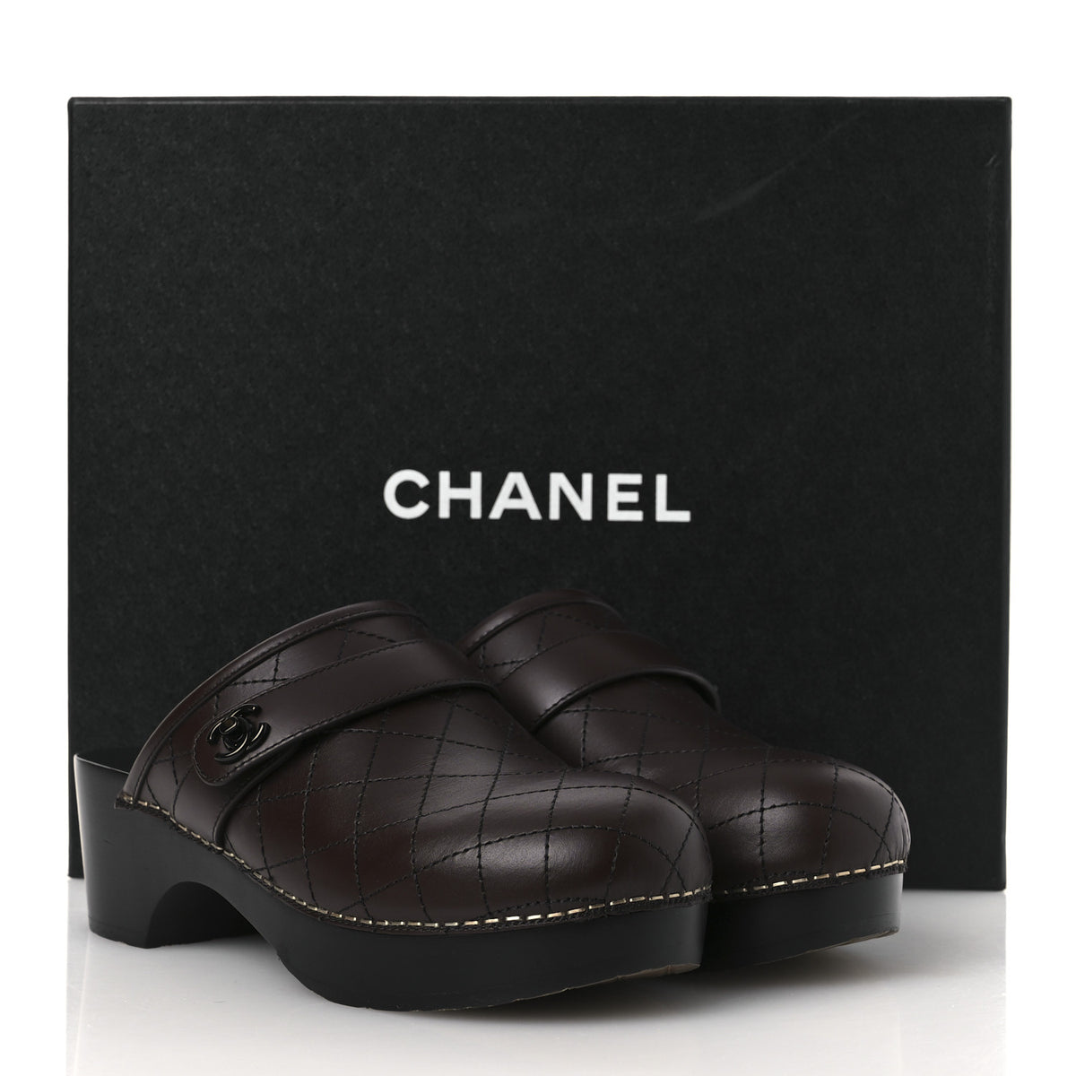 Chanel Calfskin CC Turn Lock Clogs 36 Dark Brown 12 of 12