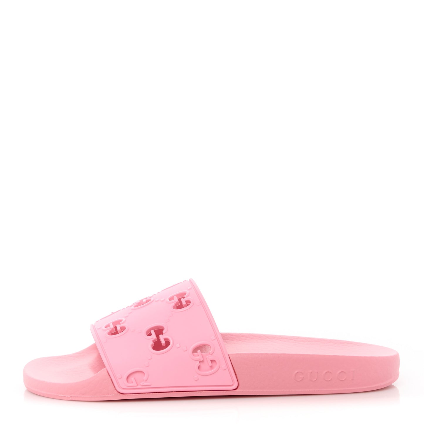 Rubber GG Monogram Perforated Womens Slide Sandals 38 Rose Box