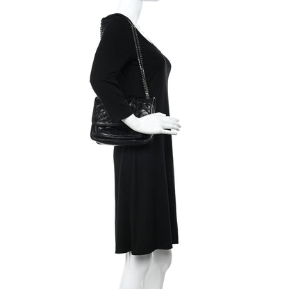 Saint Laurent Crinkled Calfskin Matelasse Monogram Baby Niki Chain Satchel Black 2 of 11