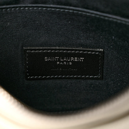 Saint Laurent Grain De Poudre Matelasse Chevron Monogram Bill Pouch Blanc Vintage 6 of 9