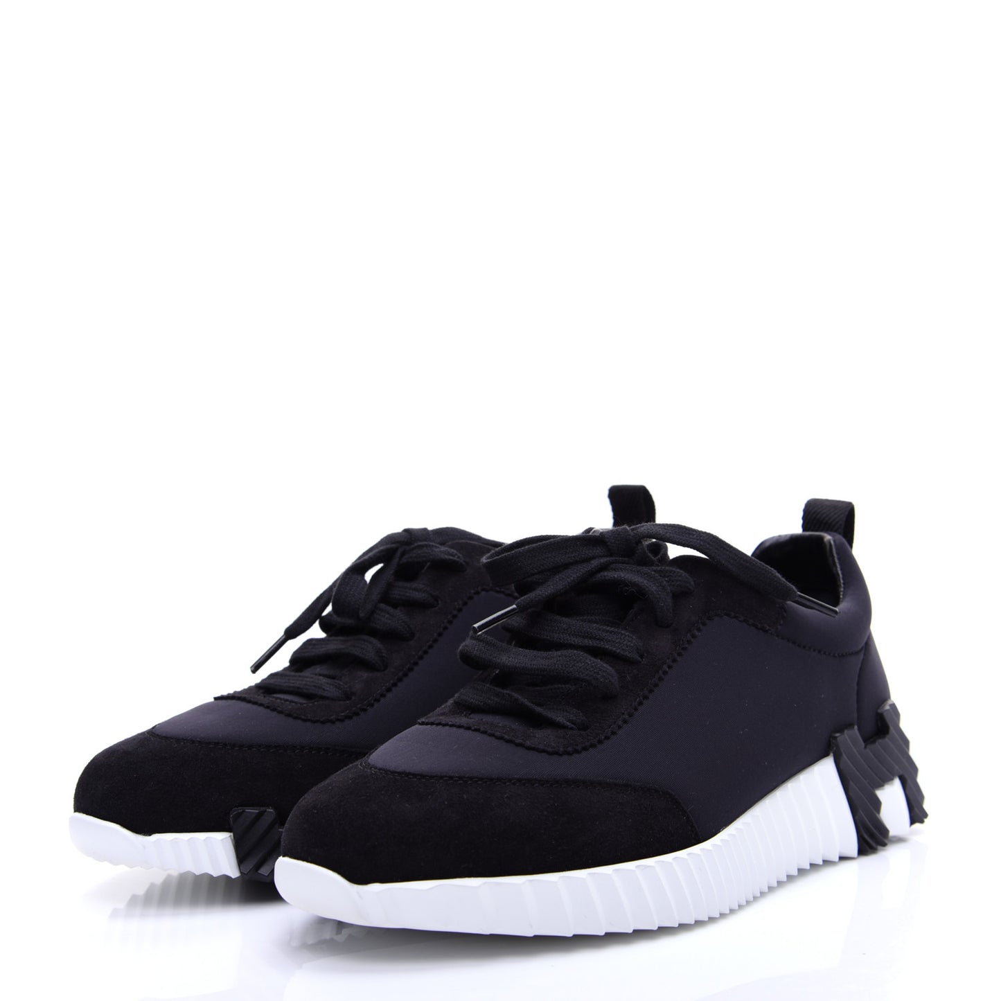 Technical Jersey Suede Goatskin Bouncing Sneakers 36.5 Black White