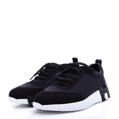 Hermes Technical Jersey Suede Goatskin Bouncing Sneakers 36.5 Black White 4 of 13