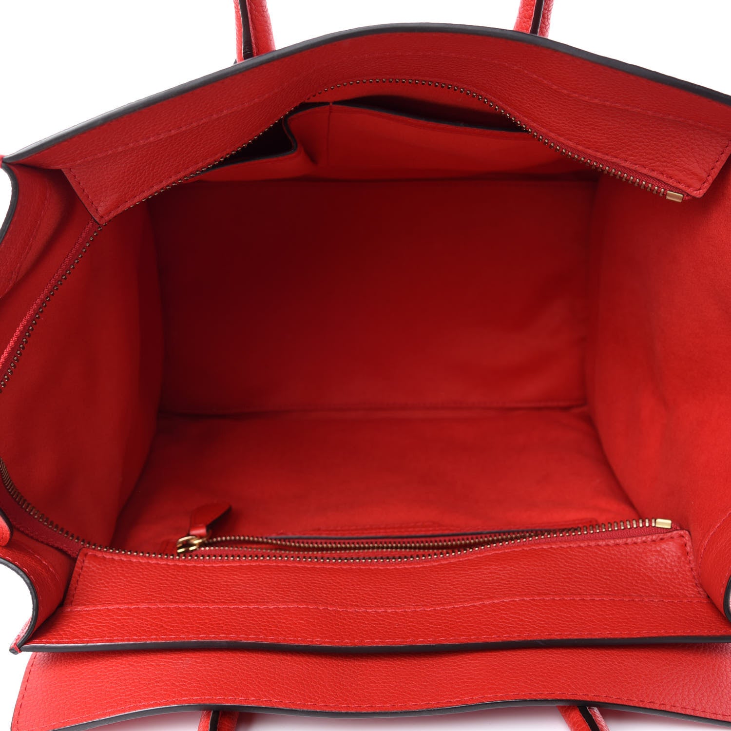Celine Drummed Calfskin Mini Luggage Coquelicot 5 of 10