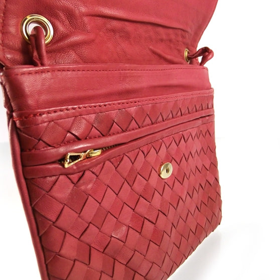 Bottega Veneta Vintage Woven Clutch Bag Red 6 of 9