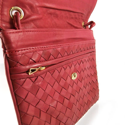 Bottega Veneta Vintage Woven Clutch Bag Red 6 of 9