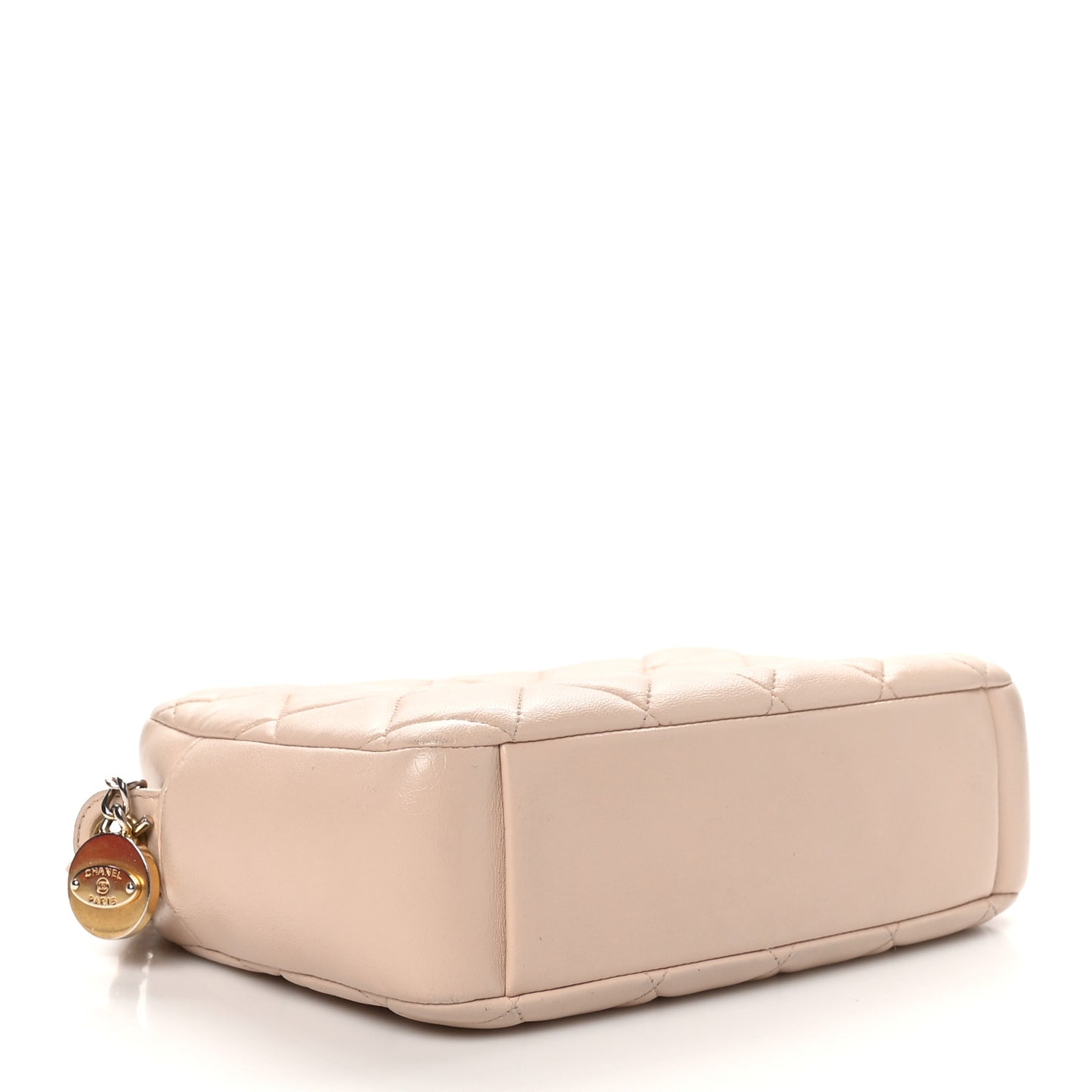 Lambskin Quilted Small Diamond CC Camera Case Beige