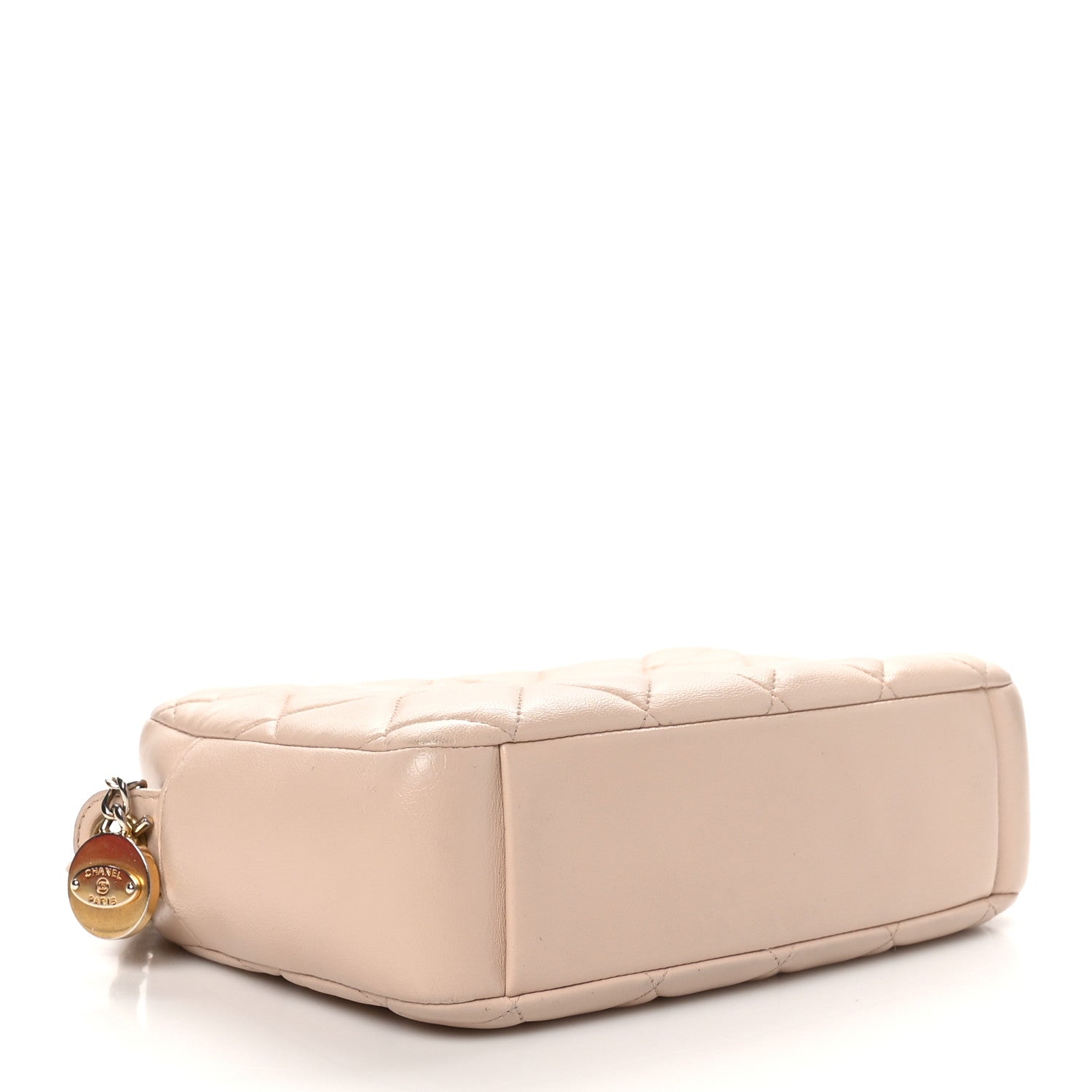 Chanel Lambskin Quilted Small Diamond CC Camera Case Beige 4 of 12