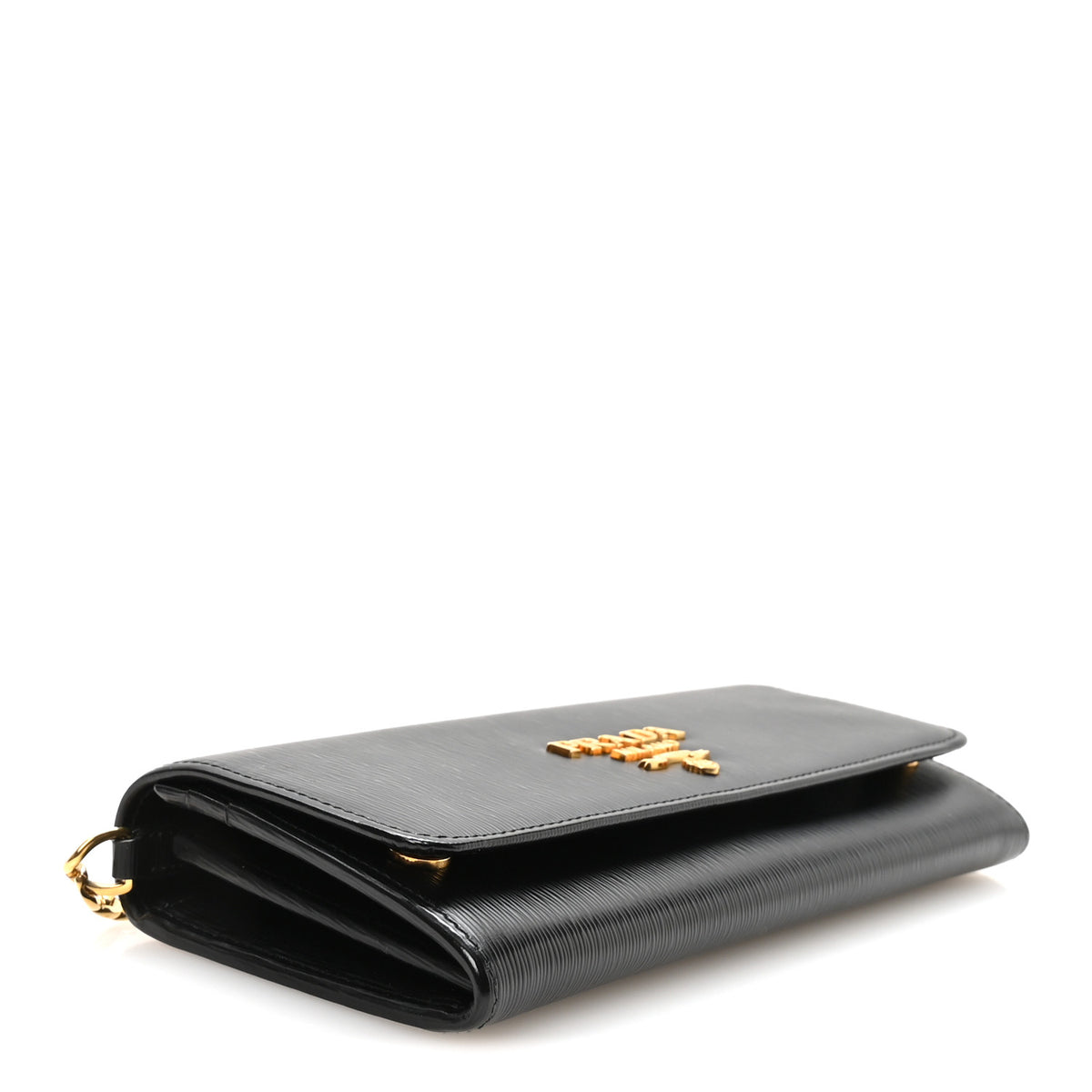 Prada Vitello Move Metal Oro Chain Wallet Black 4 of 11