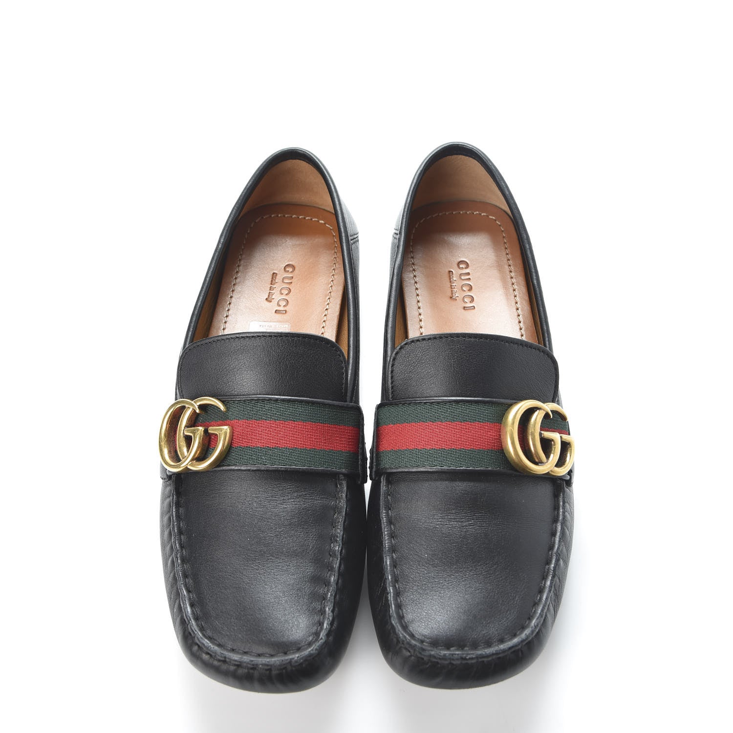 Gucci Calfskin Womens Noel Web Driver Loafers 38.5 Black 5 of 12