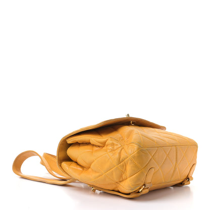 Chanel Lambskin Quilted Backpack Yellow 4 of 13