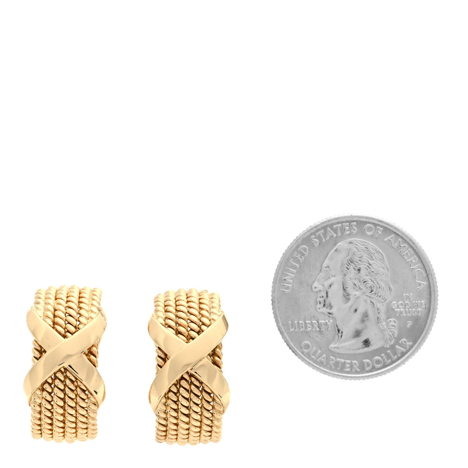 Tiffany 18K Yellow Gold Schlumberger Rope Six-Row Clip-On Earrings 2 of 4