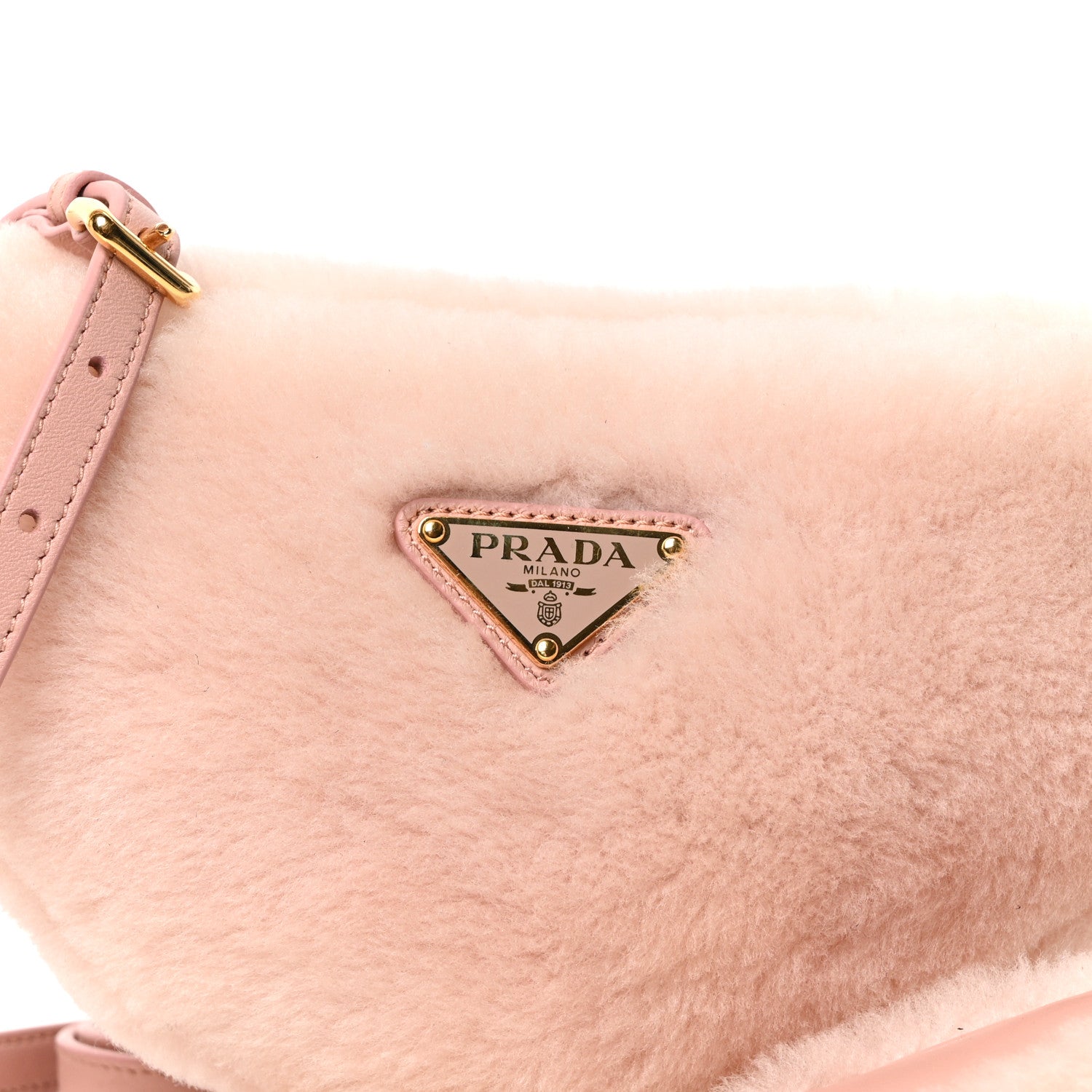 Prada Montone Shearling Mini Triangle Bag Orchidea 8 of 10