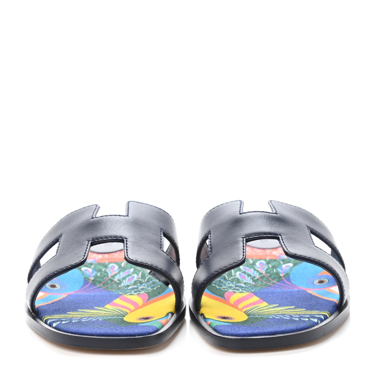 Calfskin Toucans de Paradis Oran Sandals 37.5 Bleu Indigo