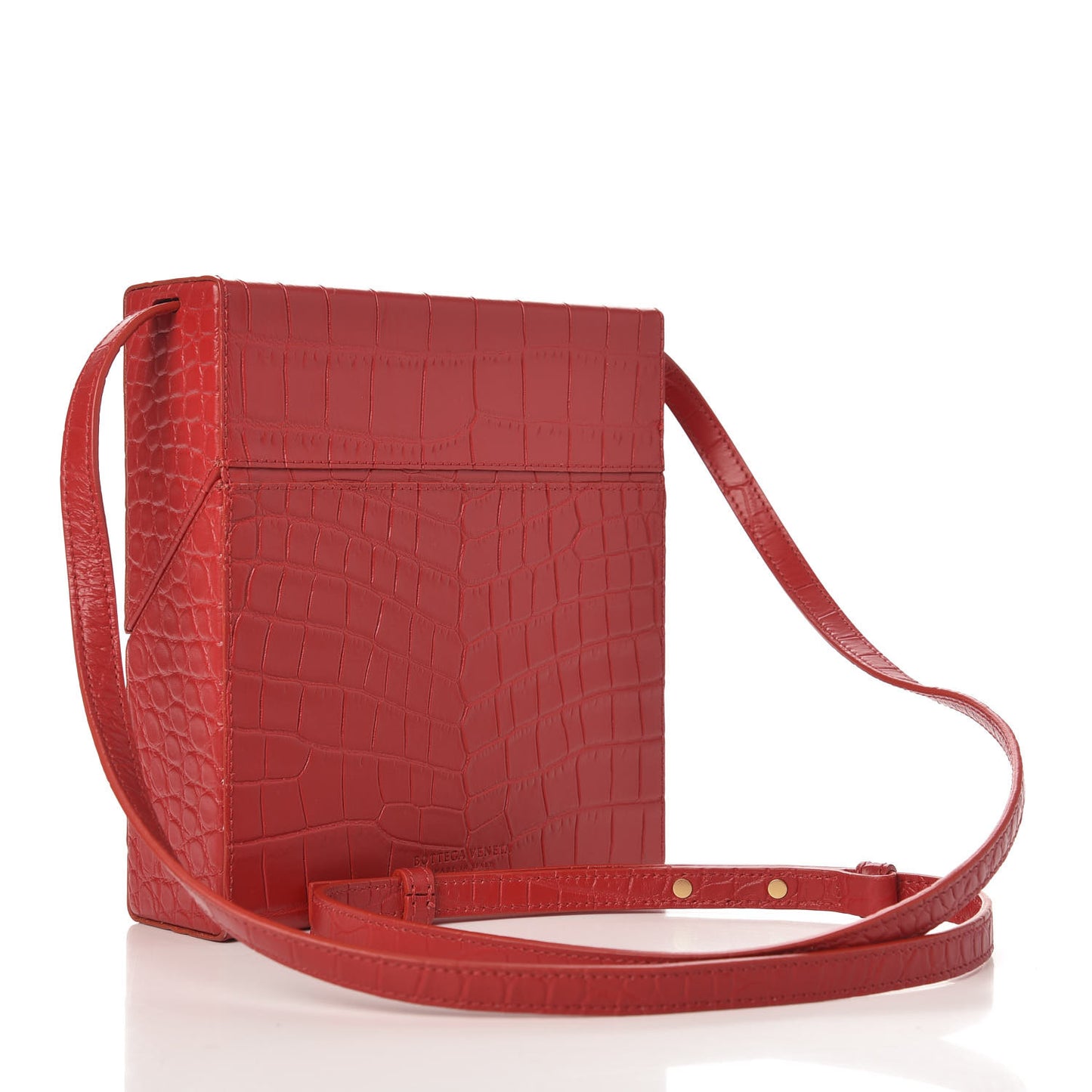 Calfskin Crocodile Embossed Daisey Box Clutch Red