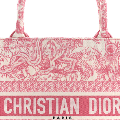 Christian Dior Canvas Embroidered Medium Dioriviera Toile De Jouy Book Tote Peony Pink 8 of 12
