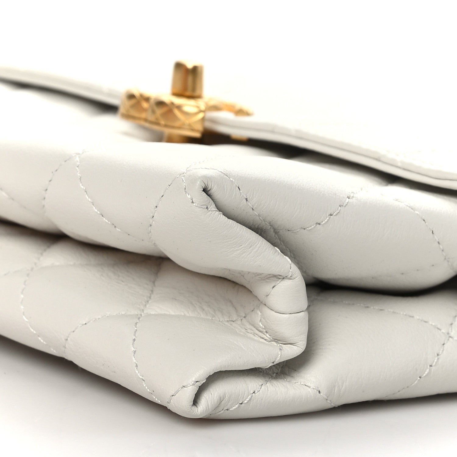 Chanel Lambskin Quilted Chain Bar Top Handle Flap White 9 of 9