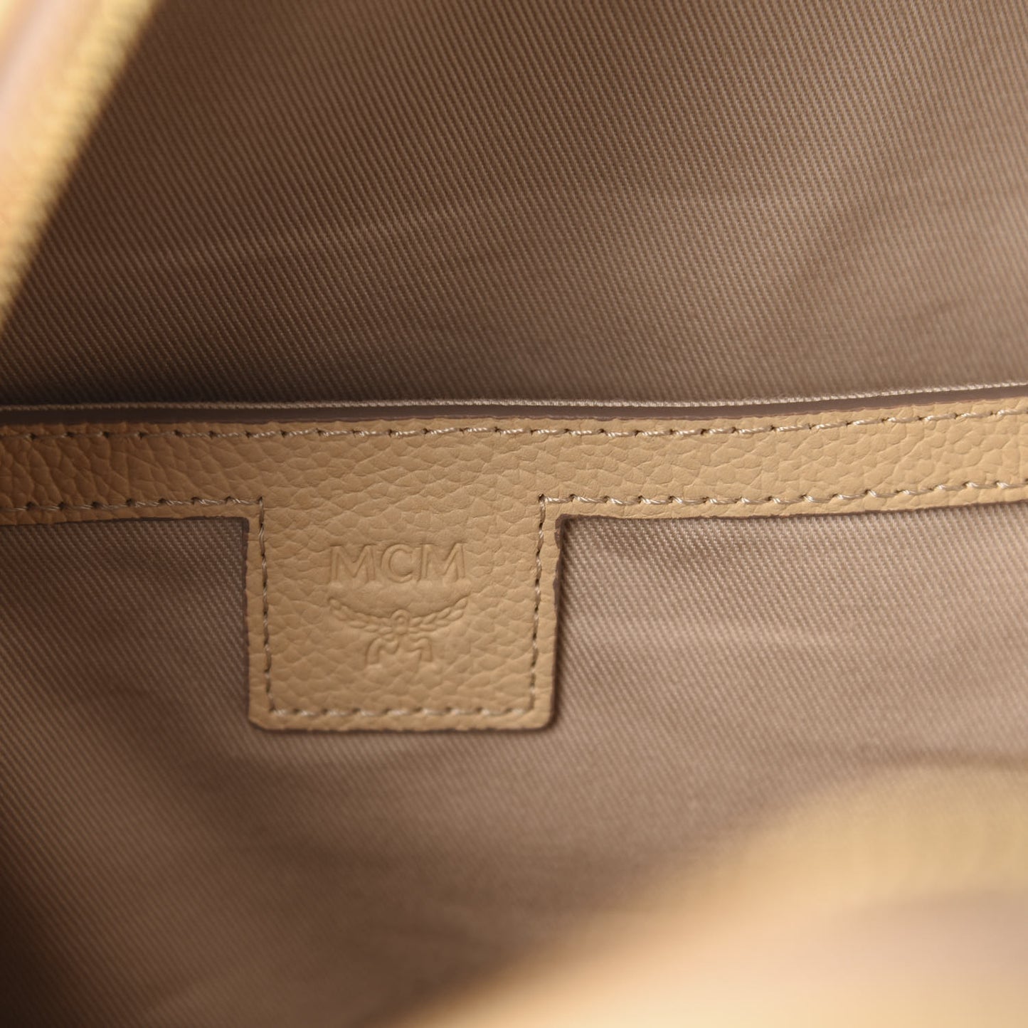 Calfskin Visetos Small Backpack Beige