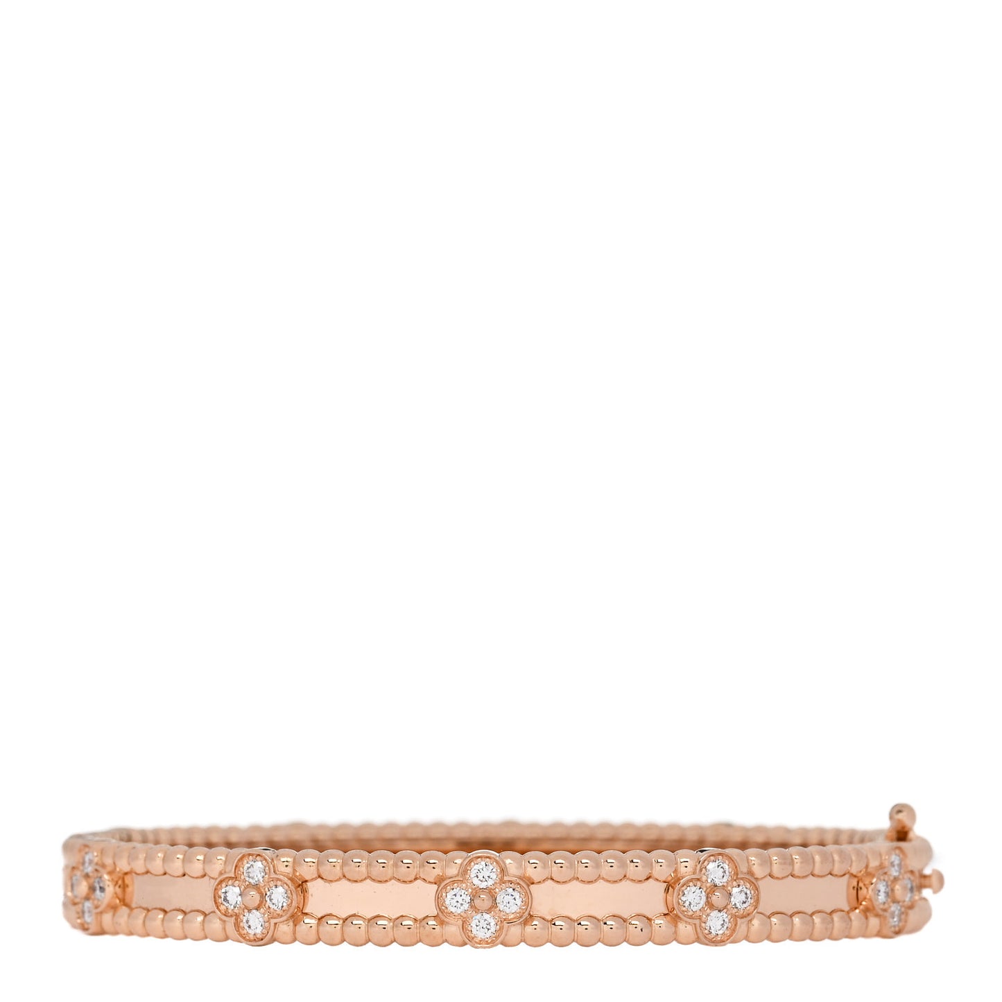 18K Rose Gold Diamond Perlee Sweet Clovers Bracelet XS