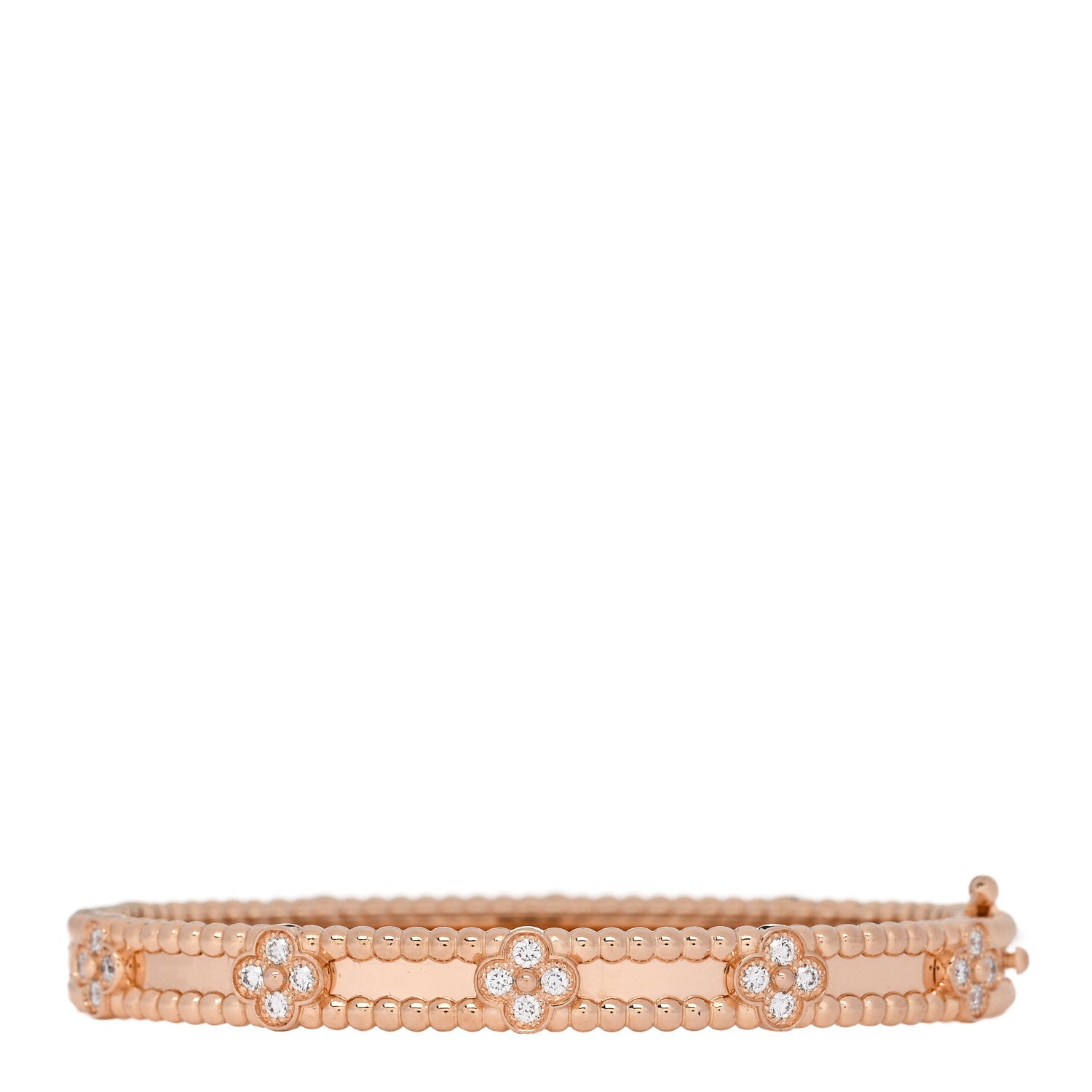 Van Cleef & Arpels 18K Rose Gold Diamond Perlee Sweet Clovers Bracelet XS 2 of 4