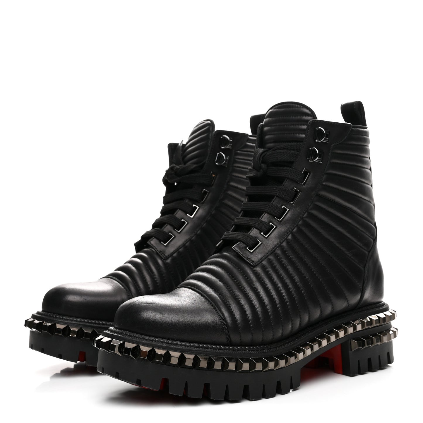 Calfskin Quilted Yetota Combat Boots 37 Black