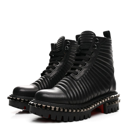 Christian Louboutin Calfskin Quilted Yetota Combat Boots 37 Black 4 of 8
