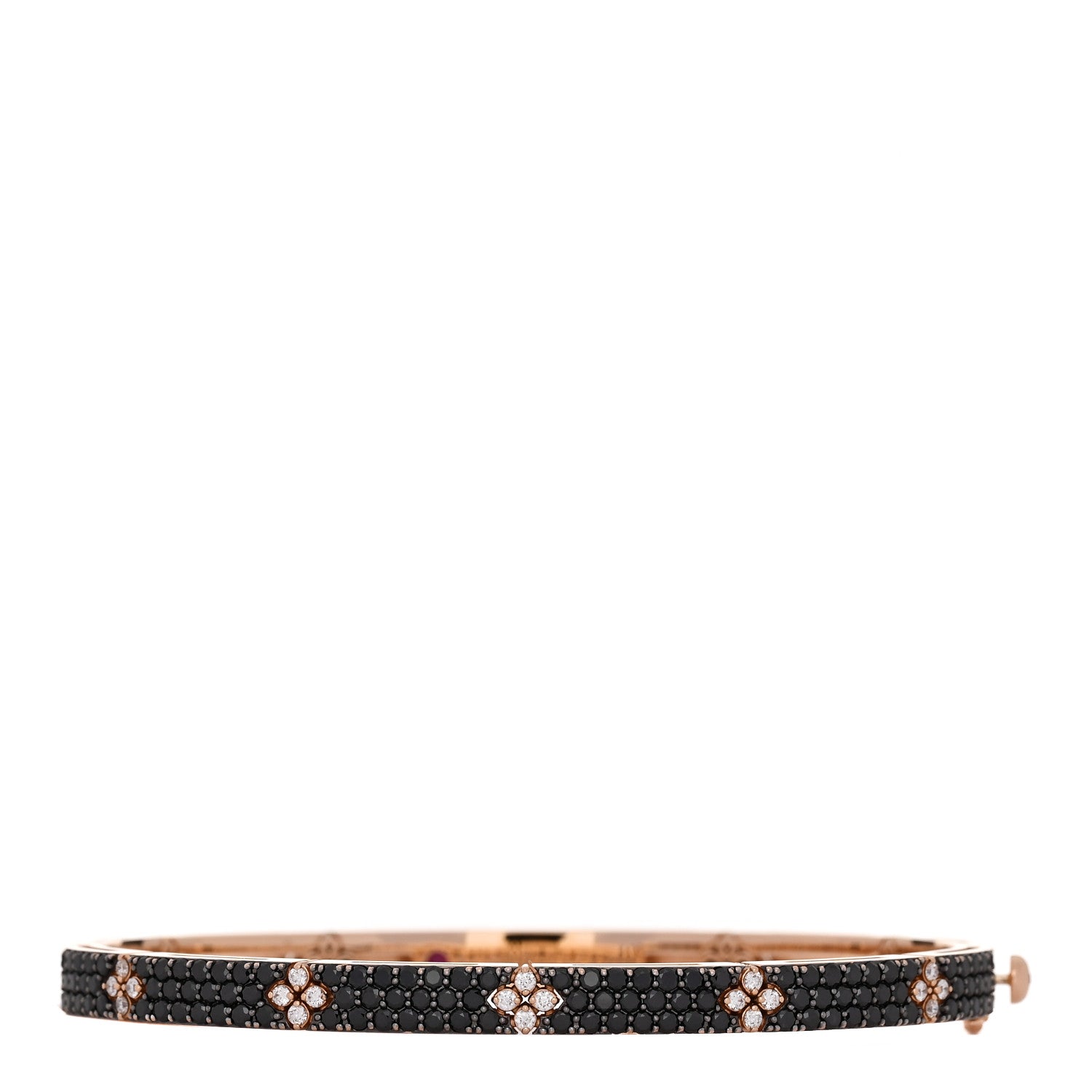 Roberto Coin 18K Rose Gold Black Diamond Verona Bangle Bracelet 1 of 3