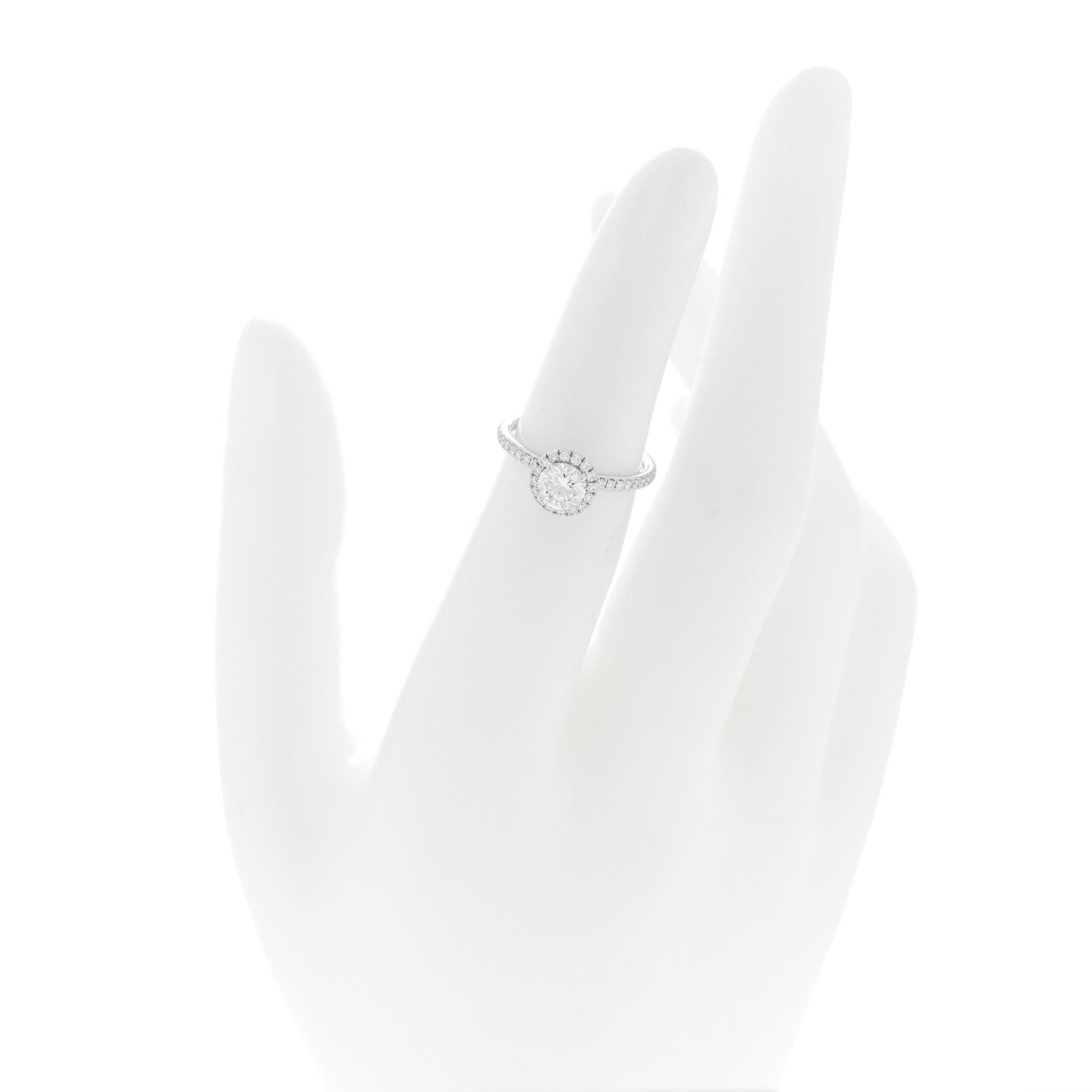 Harry Winston Platinum Diamond .57ct The One Round Brilliant Micropave Engagement Ring 47 4 2 of 6