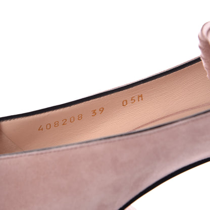 Gucci Kid Scamosciato GG Marmont Fringe 50mm Loafer Pumps 39 Crystal Pink 8 of 9