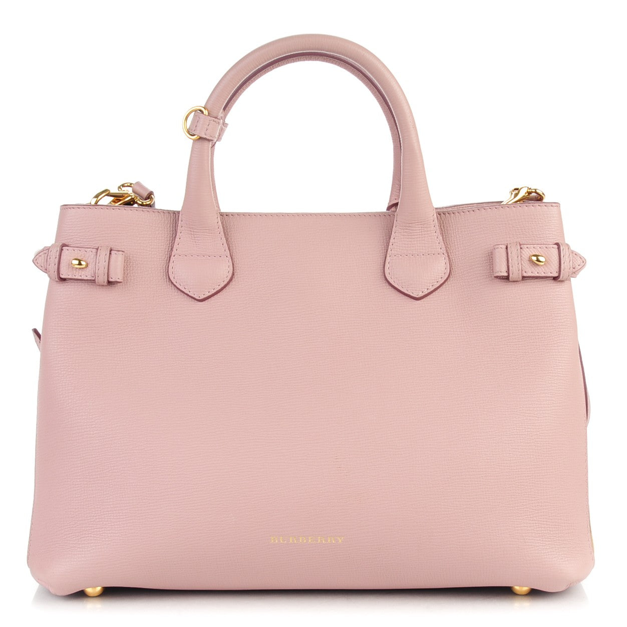 Burberry Grainy Calfskin House Check Medium Banner Tote Nude Blush 1 of 6